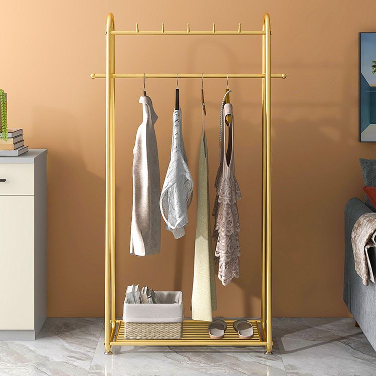 Modern Free Standing Storage Shelve Metal Coat Rack with Hooks