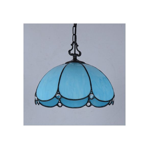 Tiffany Flower Hanging Lamp 1 lamp blauw/helder handgesneden glazen plafond hanglampje voor eetkamer