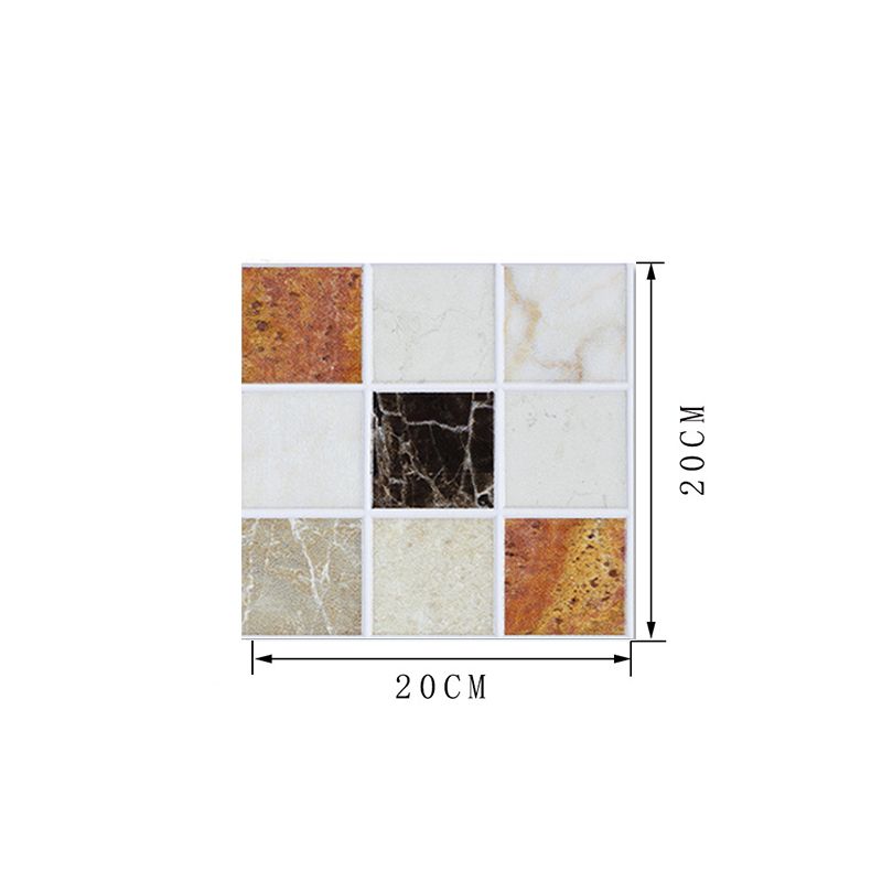 Self-Adhesive Marble Mosaic Wallpapers Modern Style PVC Wall Covering, 7.8-sq ft (18 Pcs)