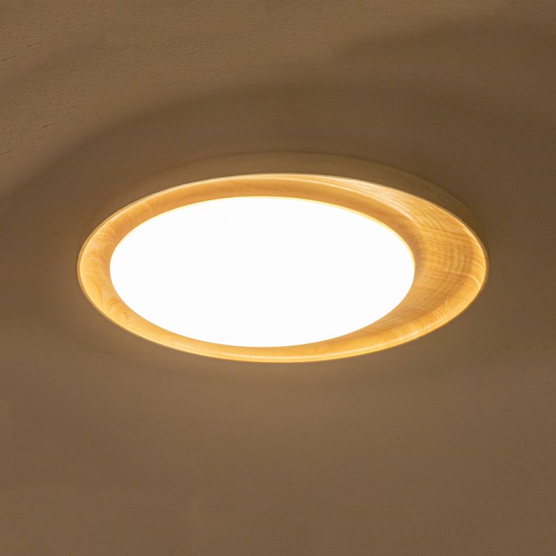 Modern Style Circle Shape Flush Mount 1 Light Wood Ceiling Light for Bedroom