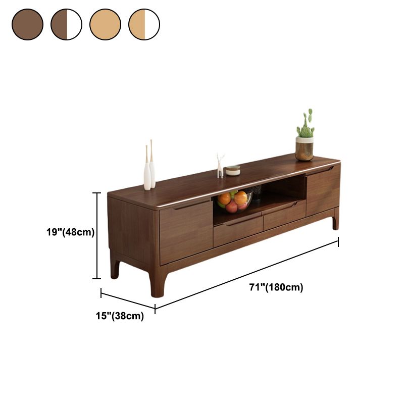 Rubber Wood TV Stand Console Open Storage TV Stand with Drawers and Doors , 15" D X 19" H