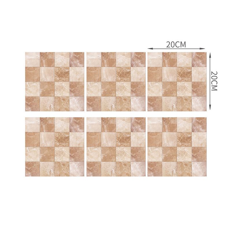 Modern Mosaics Marble Wallpaper Panels Brown Peel and Paste Wall Decor for Restroom