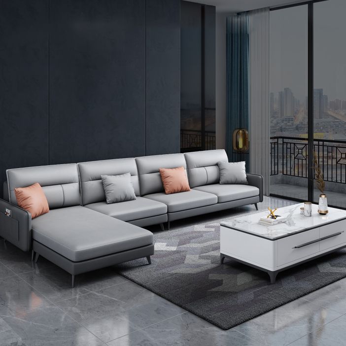 Scandinavian L-Shape Sectional with Square and Storage for Living Room