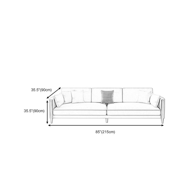 Greamy-White 35" High Contemporary Square Arm Standard Sofa with Loose Back