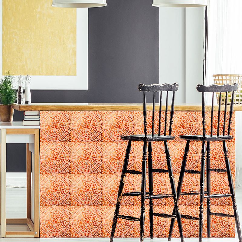 Orange Circles Wallpaper Panels Peel and Paste Wall Covering for Kitchen (10 Pieces)