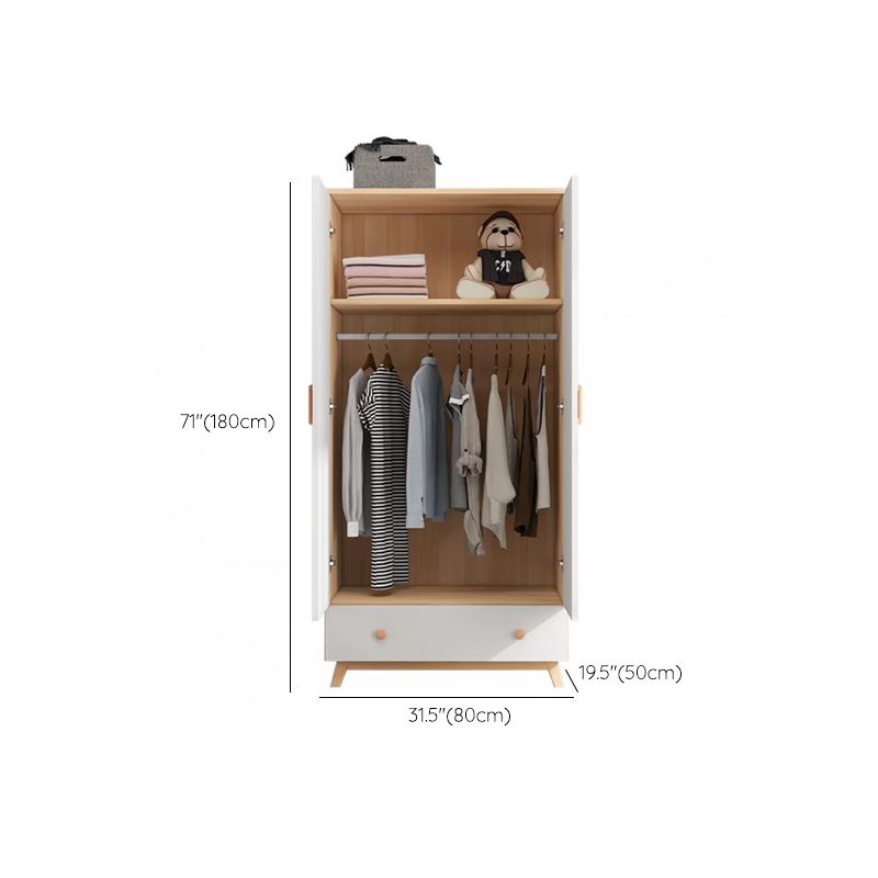 White Modern Kids Closet Wooden Coat Locker with Garment Rod