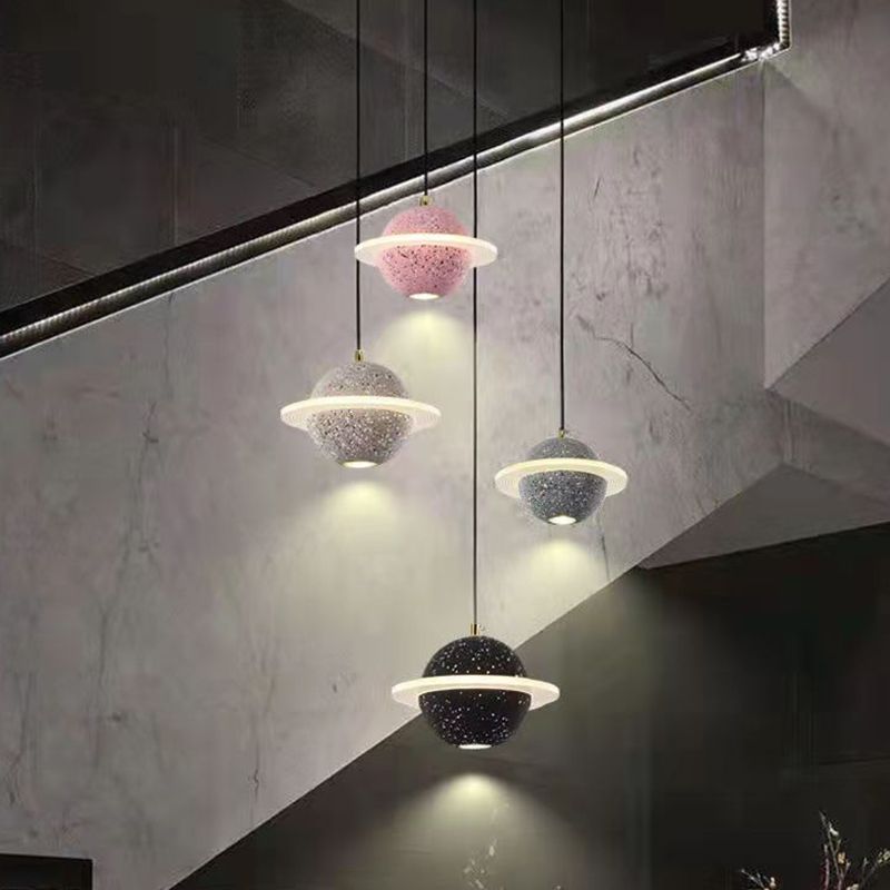 Modern Hanging Light Fixture 1-Light Stone Pendant Lamp with Acrylic Shade for Bedroom