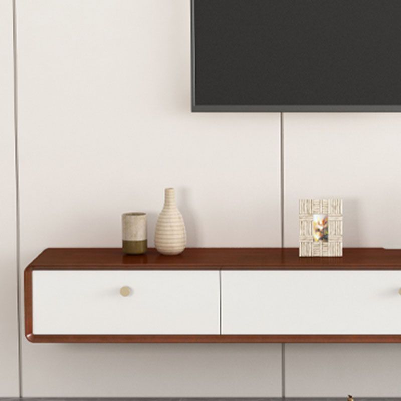 Modern Solid Wood TV Stand Wall-mounted TV Console with Drawers and Doors