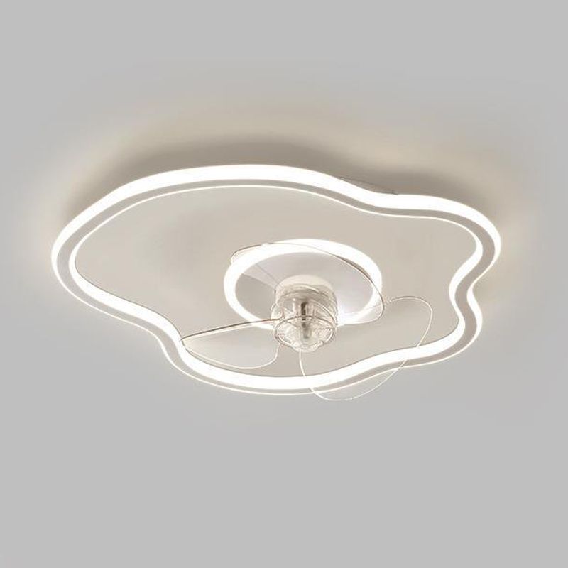 2-Light Modernism White Ceiling Fan Lamp Unique Acrylic Ceiling Fan Light