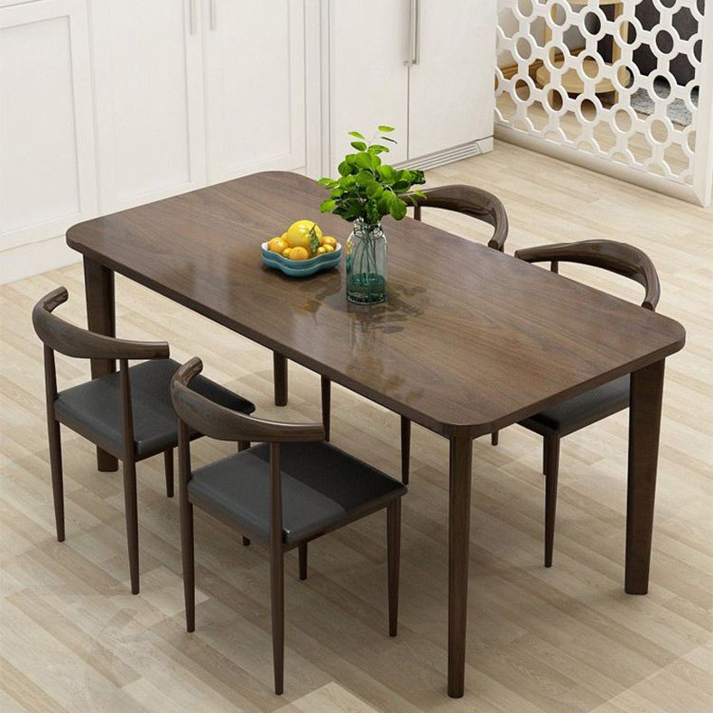 Contemporary Style Solid Wood Rectangle Dining Table 4 Legs Table for Home