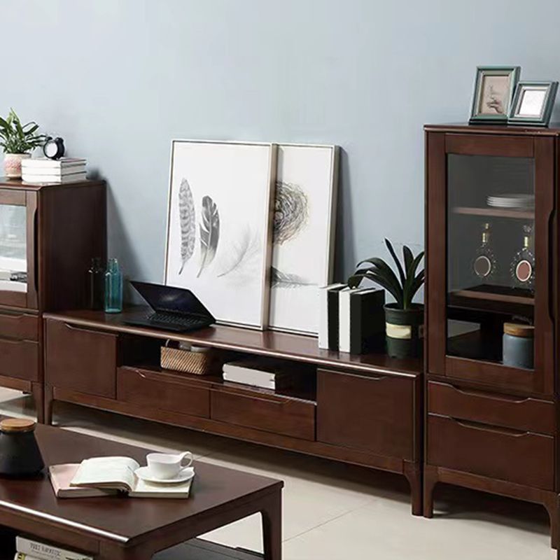 Scandinavian Media Console Solid Wood TV Console with Drawers