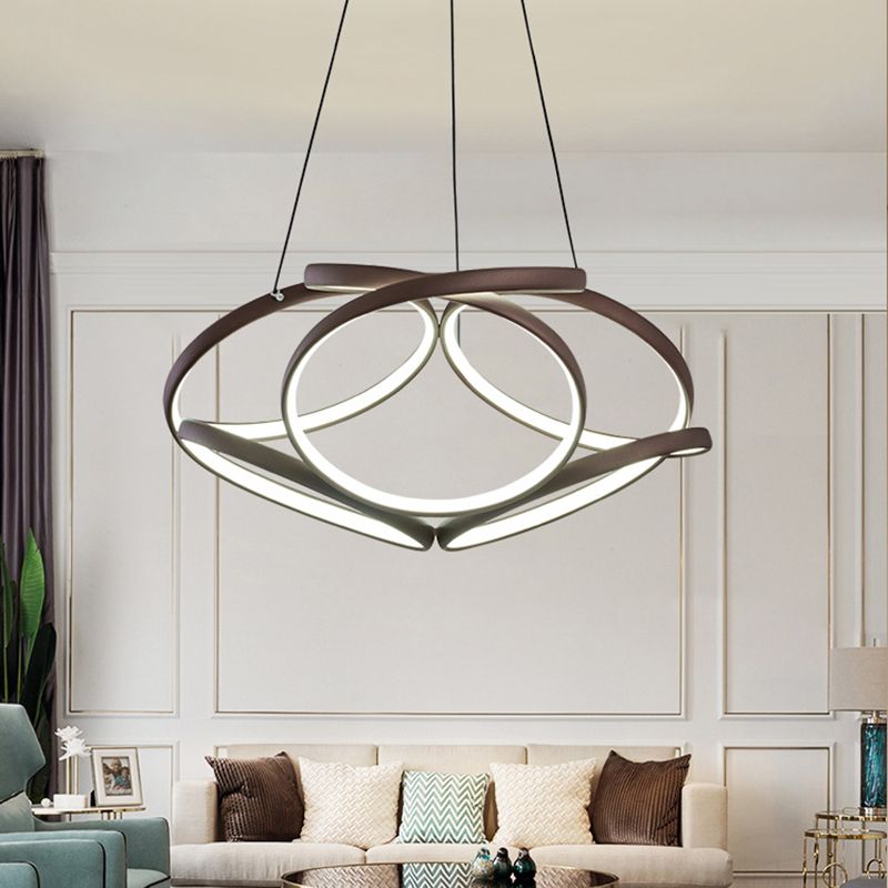 Seamless Curve Chandelier Light Modern Acrylic Coffee LED Suspension Light for Living Room