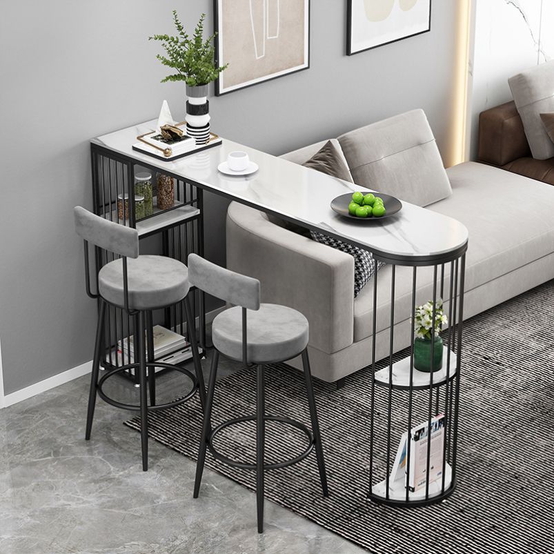 Contemporary Storage Bistro Accent Dining Table Stone Indoor Patio Bar Table