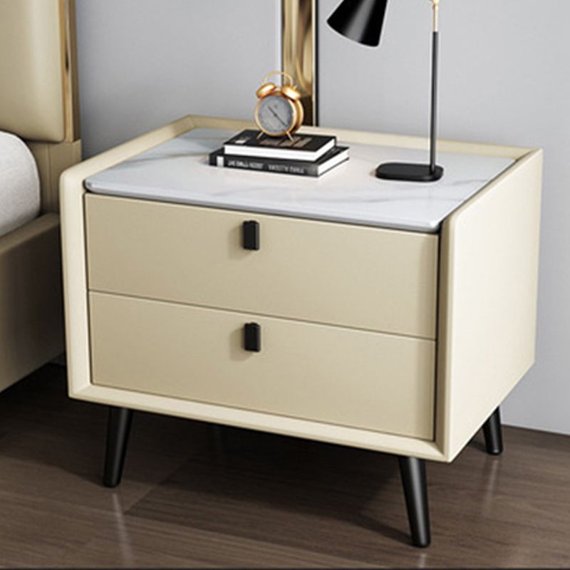 19.69" Tall 2-drawer Night Table Solid Wood Accent Table Nightstand