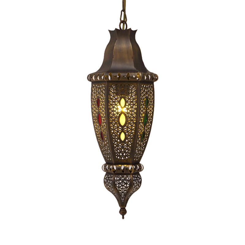 1 lamp gesneden hanglamp Decoratief metalen plafond suspensielamp in brons