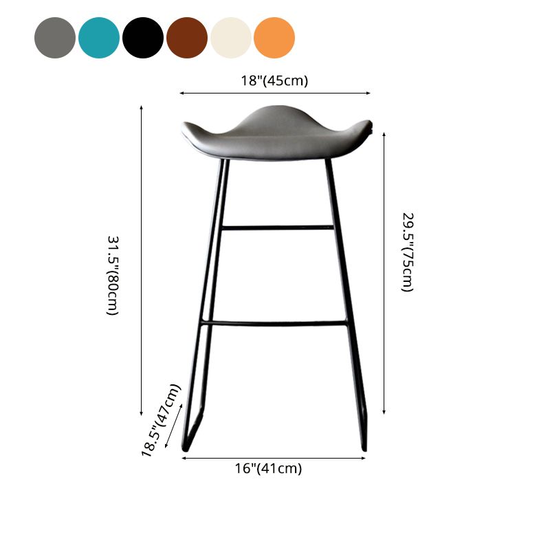 Black PU Leather Barstools Industrial Low Back Bristol Counter Stool with Saddle Seat