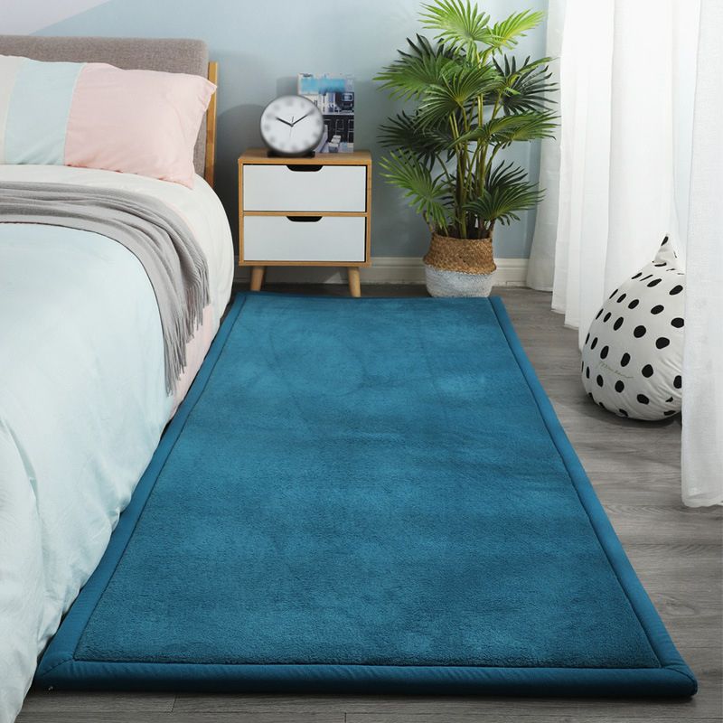 Contemporary Bedroom Rug Multi Color Solid Area Carpet Polyster Pet Friendly Anti-Slip Backing Rug