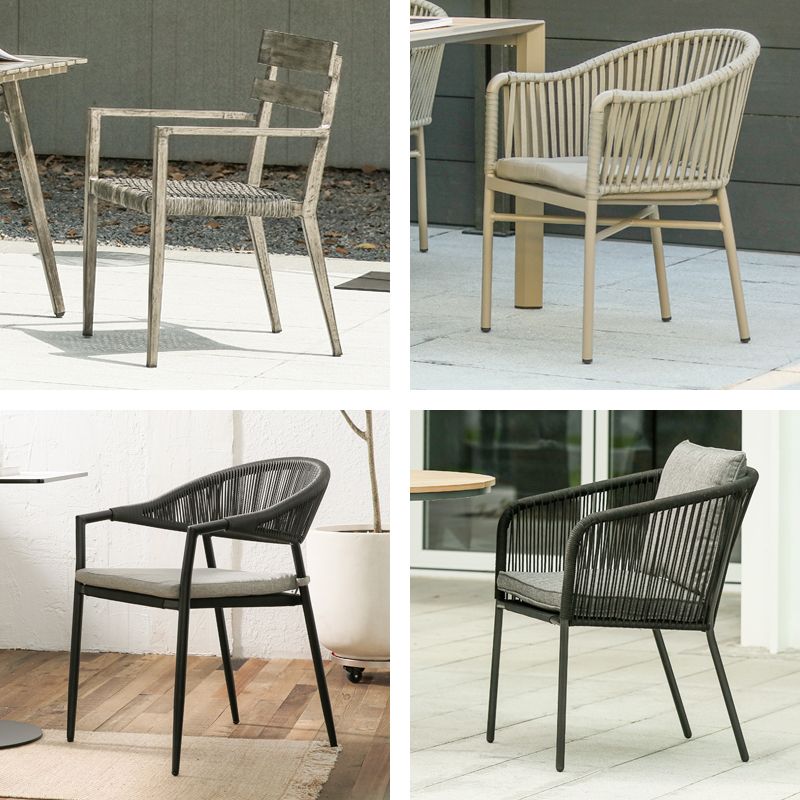 Water Resistant Patio Dining Chair Metal Outdoors Dining Armchairs