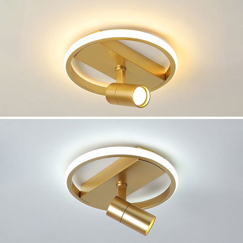 Gold 1-Light LED Semi Flush Ceiling Fixture in Modern Minimalist Style Acrylic Indoor Flush Mount