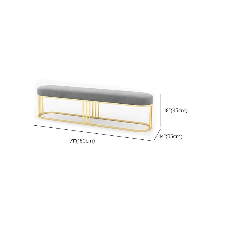 Glam Oval Seating Bench Cushioned Backless Entryway Bench with Metal Base