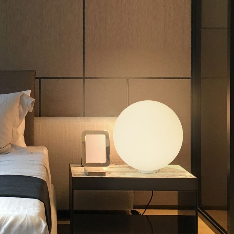 Global White Glass Table Light Minimalist Novelty 1 Head Nightstand Lamp