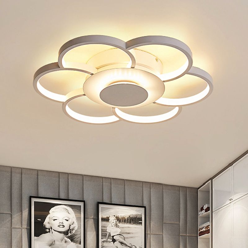 Floral Bedroom LED Flush Mount Light Acrylic 19.5"/25.5" Wide Simple Ceiling Light Fixture in Warm/White/Natural Light