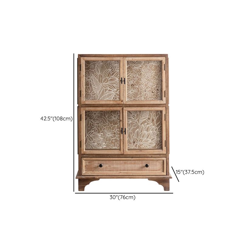 Traditional Wood Display Stand Glass Doors Storage Cabinet with Doors