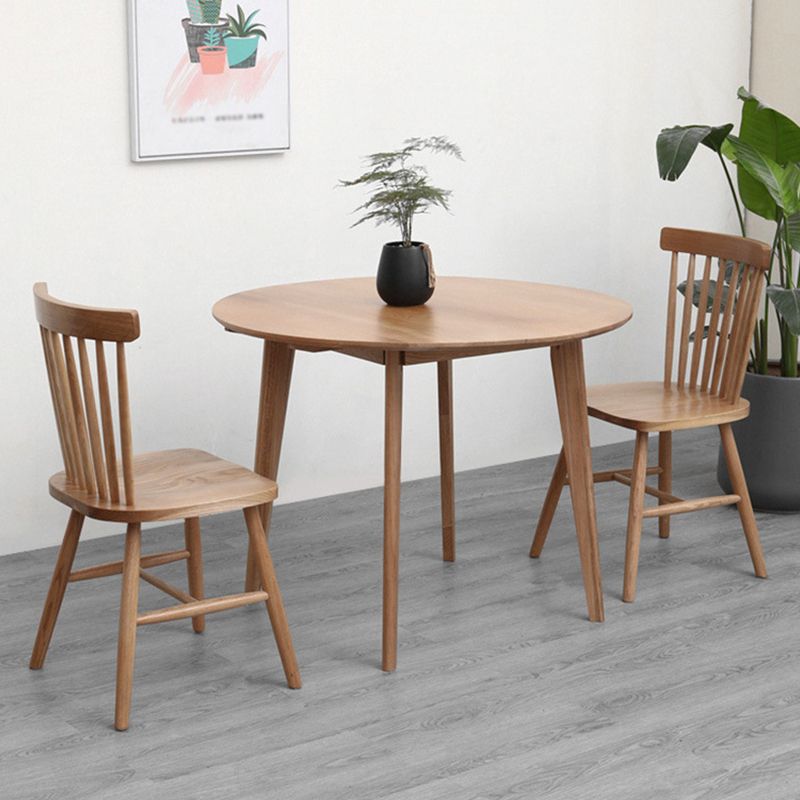 Contemporary Round Dining Room Table Oak Solid Wood Table for Home Use