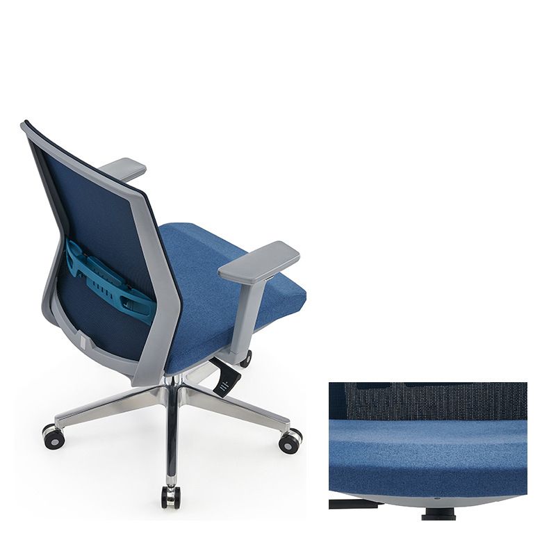 Modern Fixed Arms Desk Chair with Wheels Mid-Back Office Chair