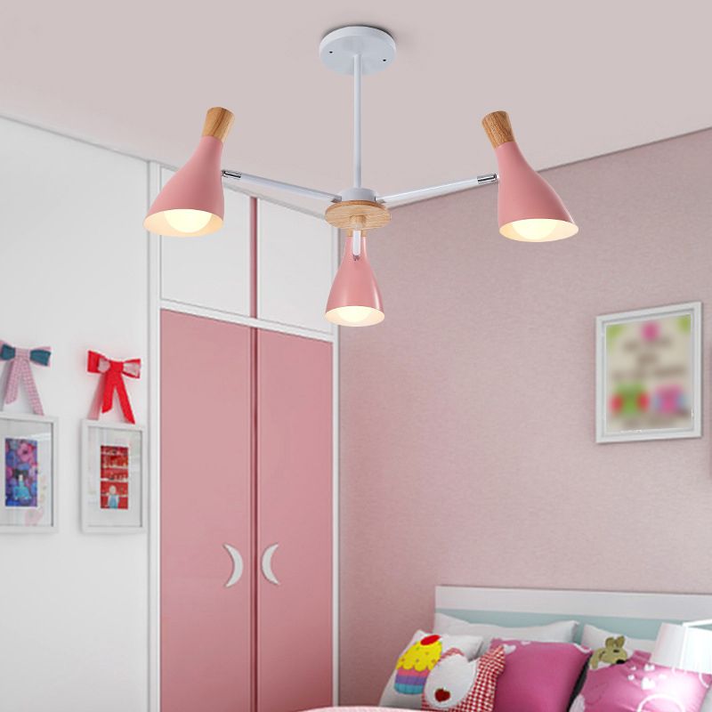 Multi Light Cone Hanging Chandelier Modern Macaron Style Metal Hanging Lamp for Restaurant