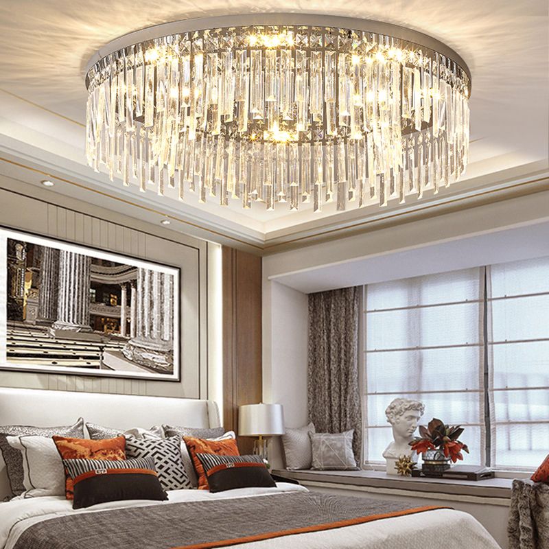 Ultra-Contemporary Flush Mount Lamp Round Ceiling Lighting with Crystal for Bedroom