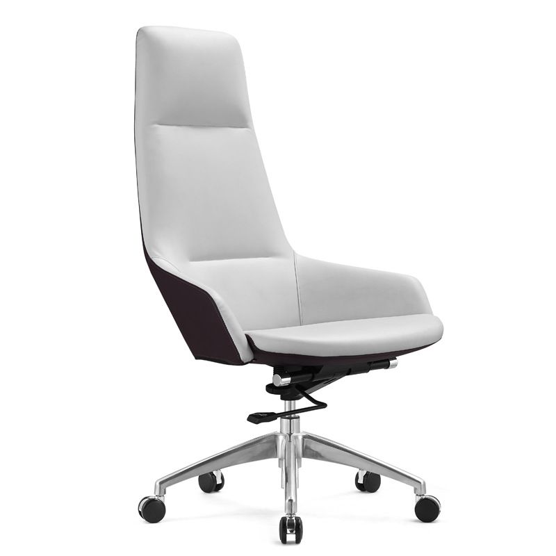 Faux Leather Office Chair Contemporary Nylon Desk Chair in White