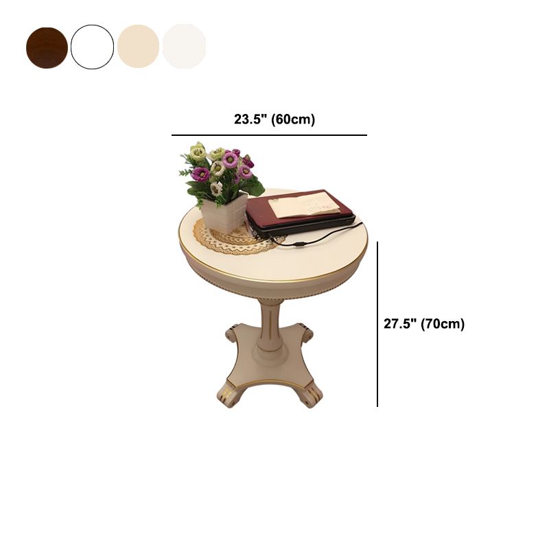 French Country Style Pedestal End Table White / Brown Round Wood Side End Table