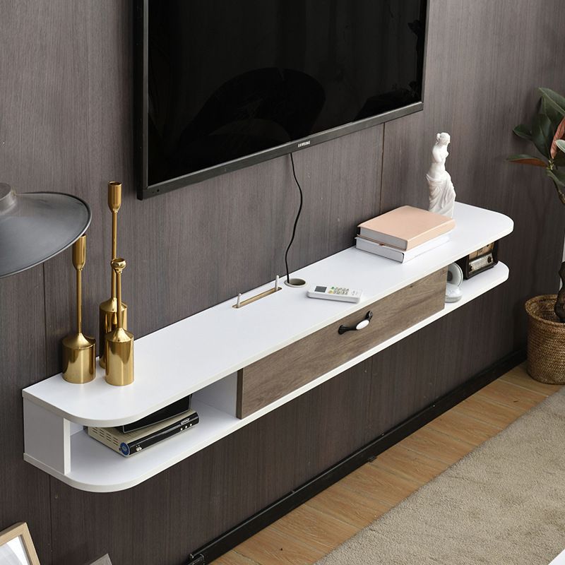 Modern TV Media Stand Wall-mounted Engineered Wood TV Stand Console with Drawer