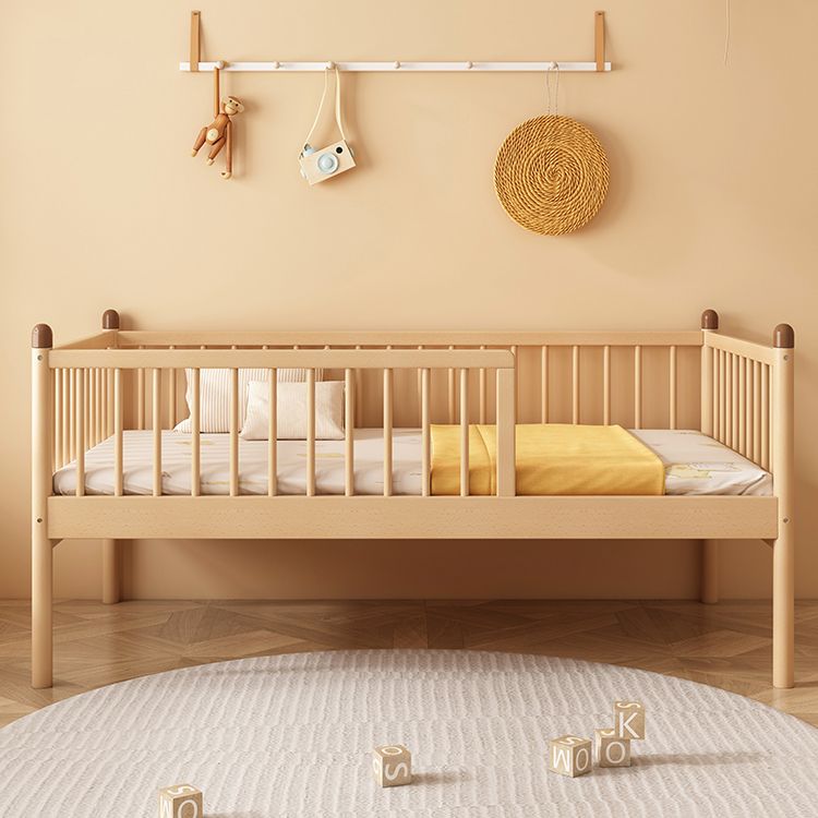 Standard Size Baby Crib Light Wood 2-in-1 Convertible Crib with Guardrail