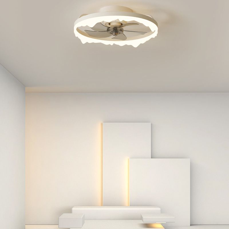 Modernism 5-Blade Ceiling Fan White/Black LED Fan with Light for Foyer