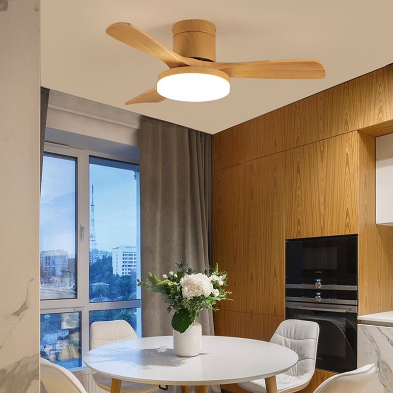 Wooden LED Ceiling Fan Light Fixture Contemporary Ceiling Lamp for Bedroom