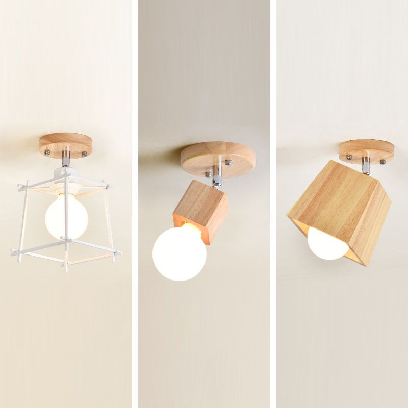 Créatif LED en bois semi-luminaire de plafond pour le porche du couloir pour le couloir