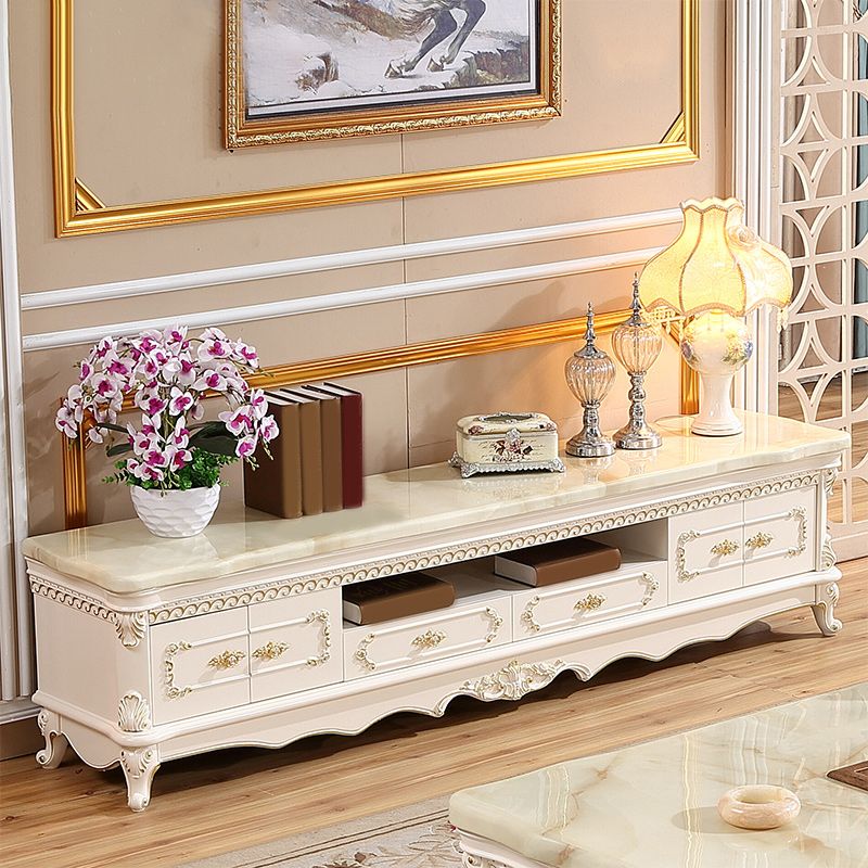 Glam 2 Drawers TV Media Stand Solid Wood Media Console TV Stand