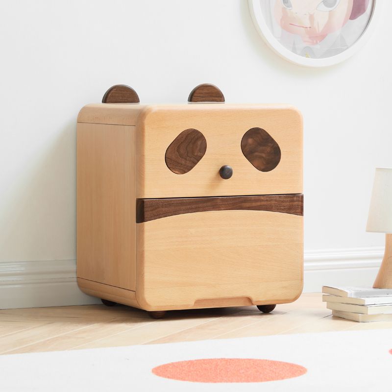 Pig and Panda Kids Bedside Table Wooden Kids Bedside Table with Cabinet