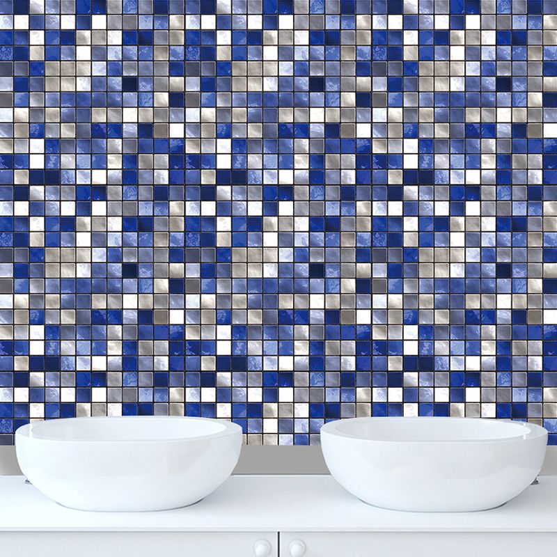 Self Sticking Blue Mosaics Wallpapers Tiles Modern Removable Wall Covering for Bath