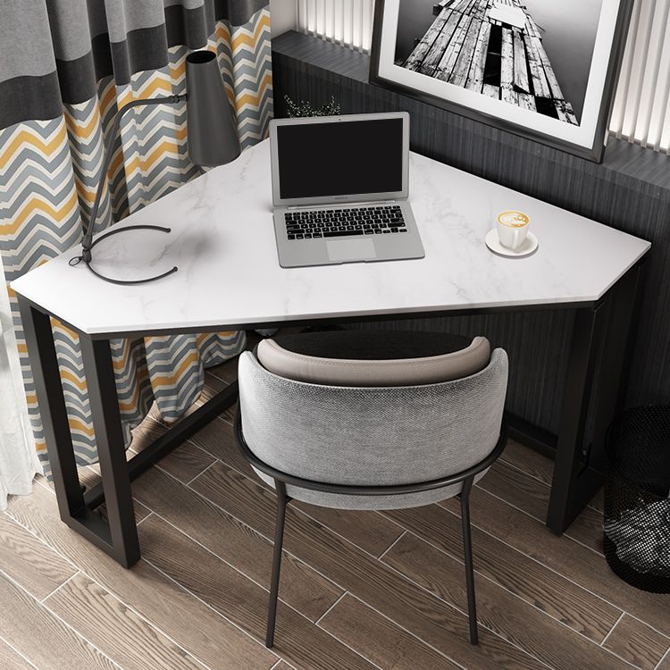 Corner Desk Modern Style SLATE Top Black Metal Legs for Bedroom