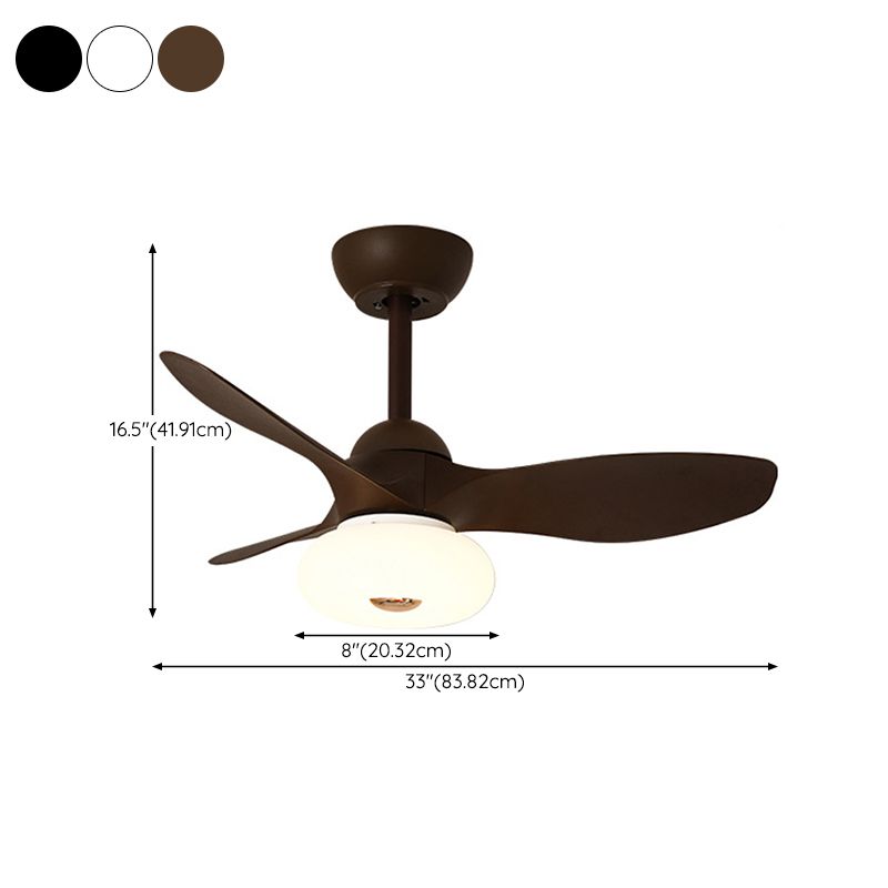 Simple LED Ceiling Fan Fixture 3 - Blades Contemporary Fan Light in Black / White / Brown