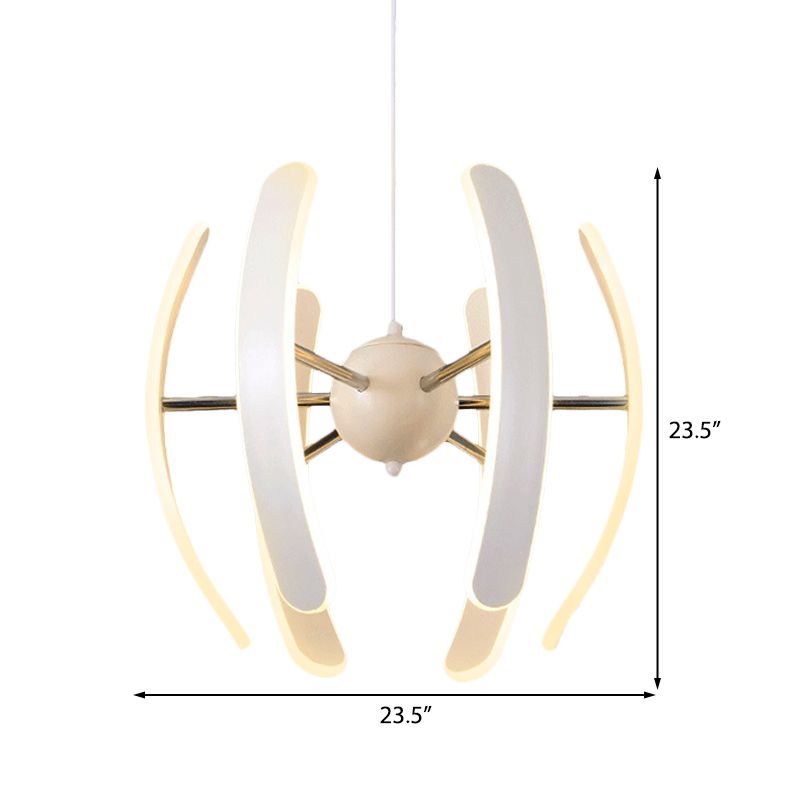 Globe Pendant Light Postmodern Acrylic 1 Light White Chandelier Lamp in White with Integrated LED