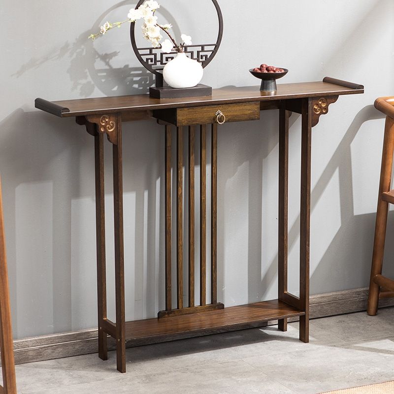 Contemporary Rectangle Console Table Warm Brown Wood Console Sofa Table