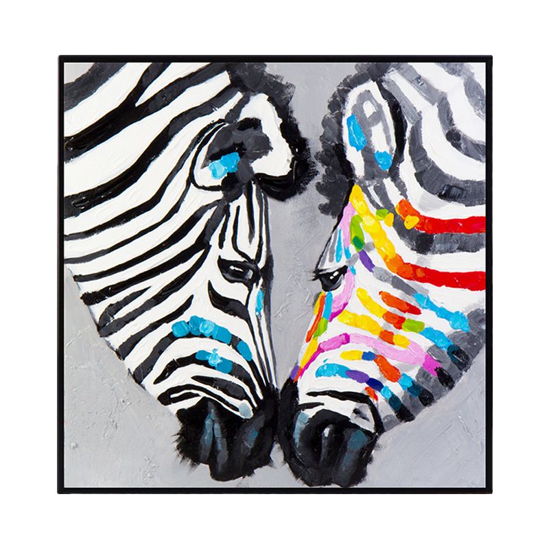 Modern Zebra Heads Wall Art Living Room Canvas Print Painting in Black and White