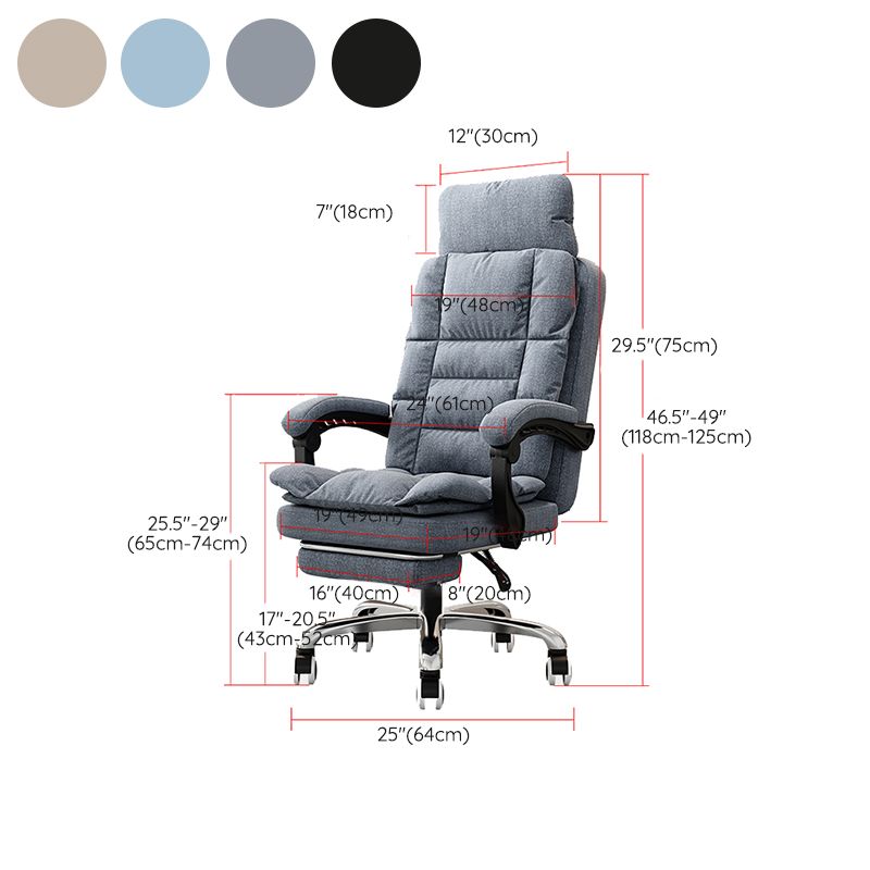 Linen Ergonomic Swivel Office Chair Height-adjustable Office Chair