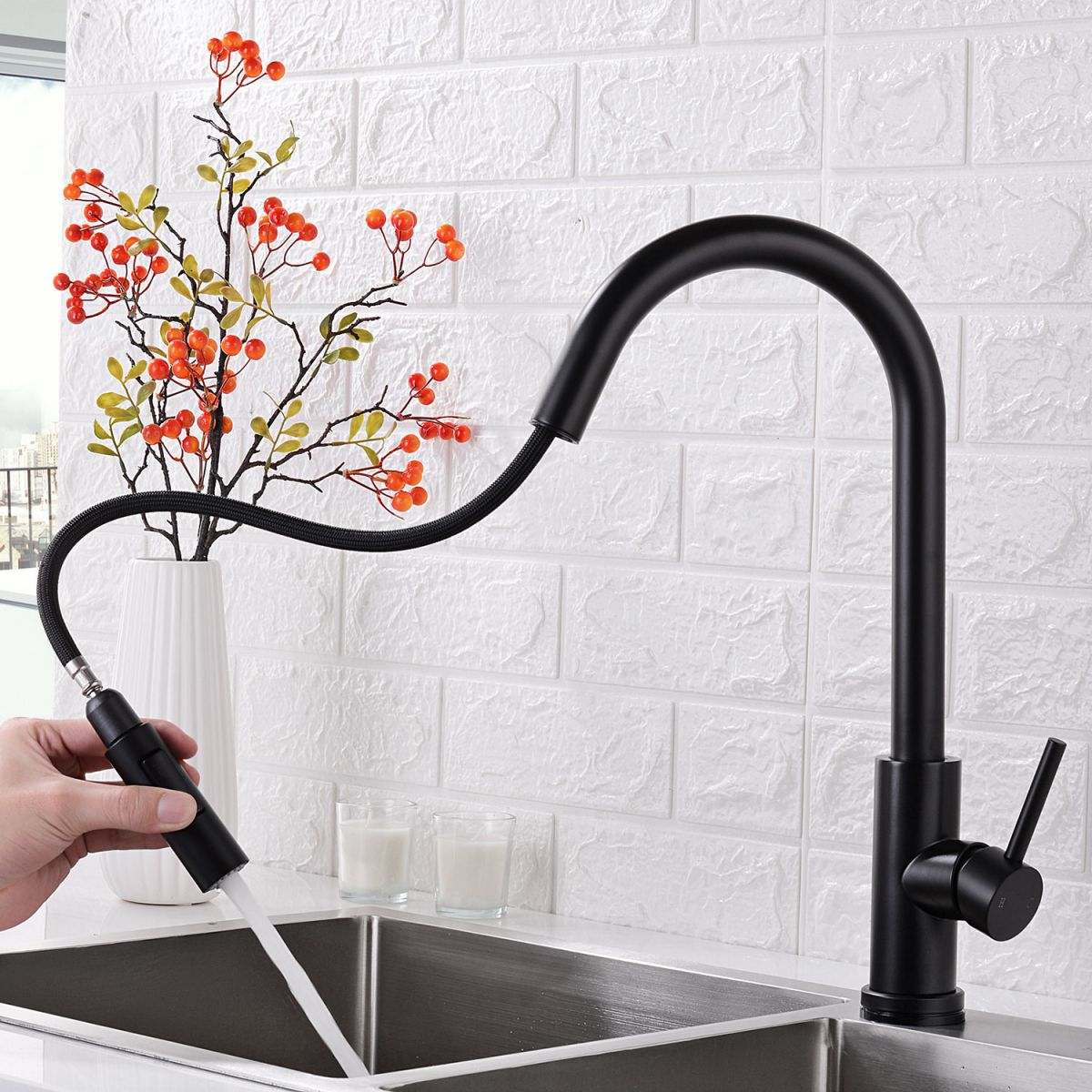 1-Handle Faucet Touch Stainless Steel with Water Dispenser Standard Kitchen Faucet