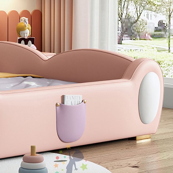 Solid Wood Animals Bed Scandinavian Upholstered Panel Bed in Pink