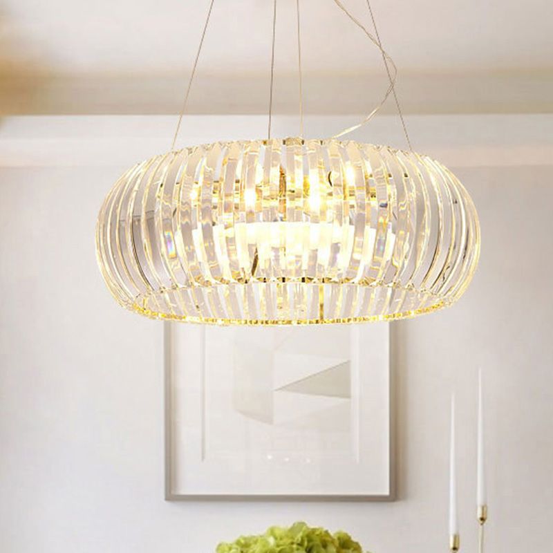 Donut Chandelier Lighting Modernist Crystal 6/8 Bulbs Gold Suspension Pendant Light in Warm/White Light, 21.5"/25.5" Wide